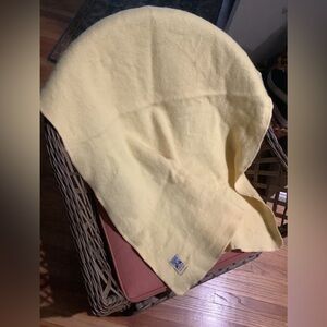 Vintage Kenwood Woo Blanket Yellow Satin 34"X48" Lap Throw Canada Stitched Edge